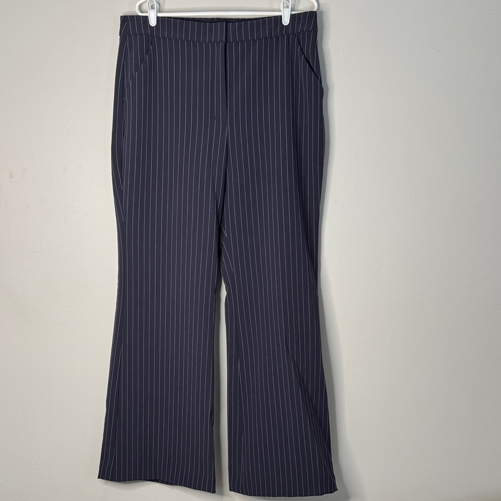 Express Editor Dark Blue & Grey Striped Trousers